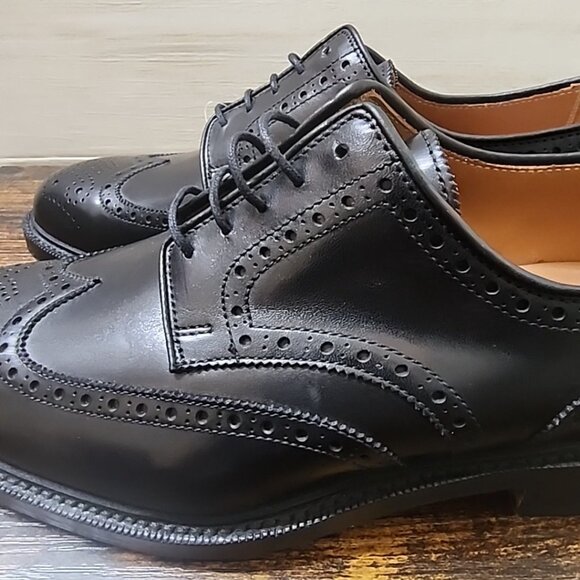 Polo Ralph Lauren Brenton Men’s 8.5 Black Leather Wingtip Oxfords New Condition main image 8